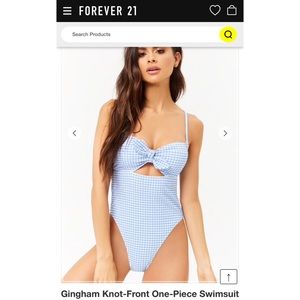 Gingham Knot-Front One-Piece Swimsuit